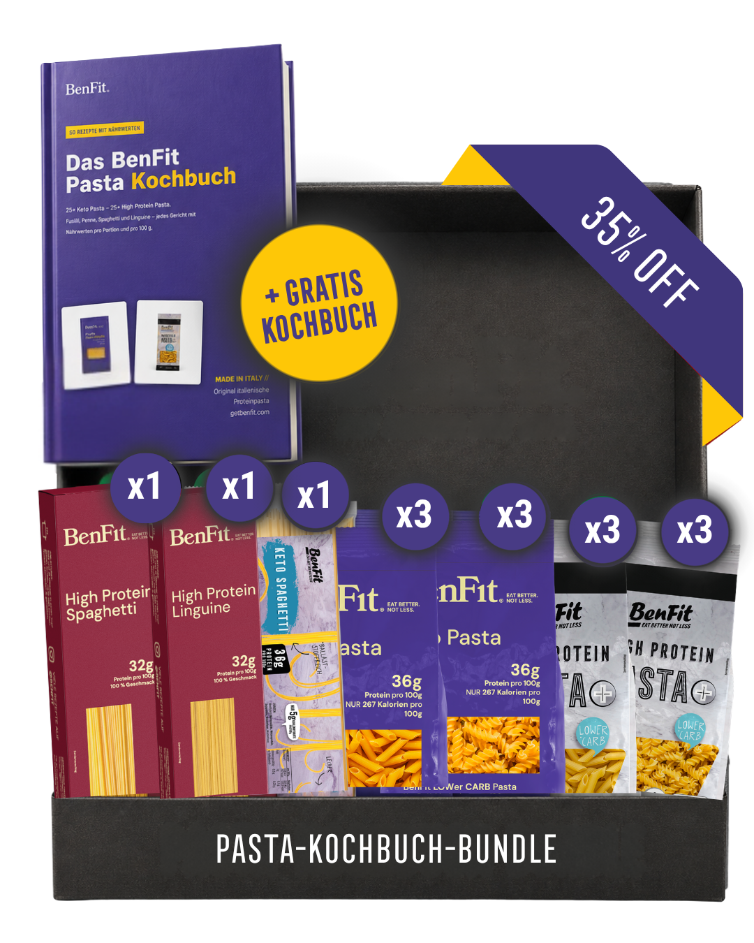 Pasta-Kochbuch-Bundle – 15 Packungen Keto & High Protein + gratis Kochbuch
