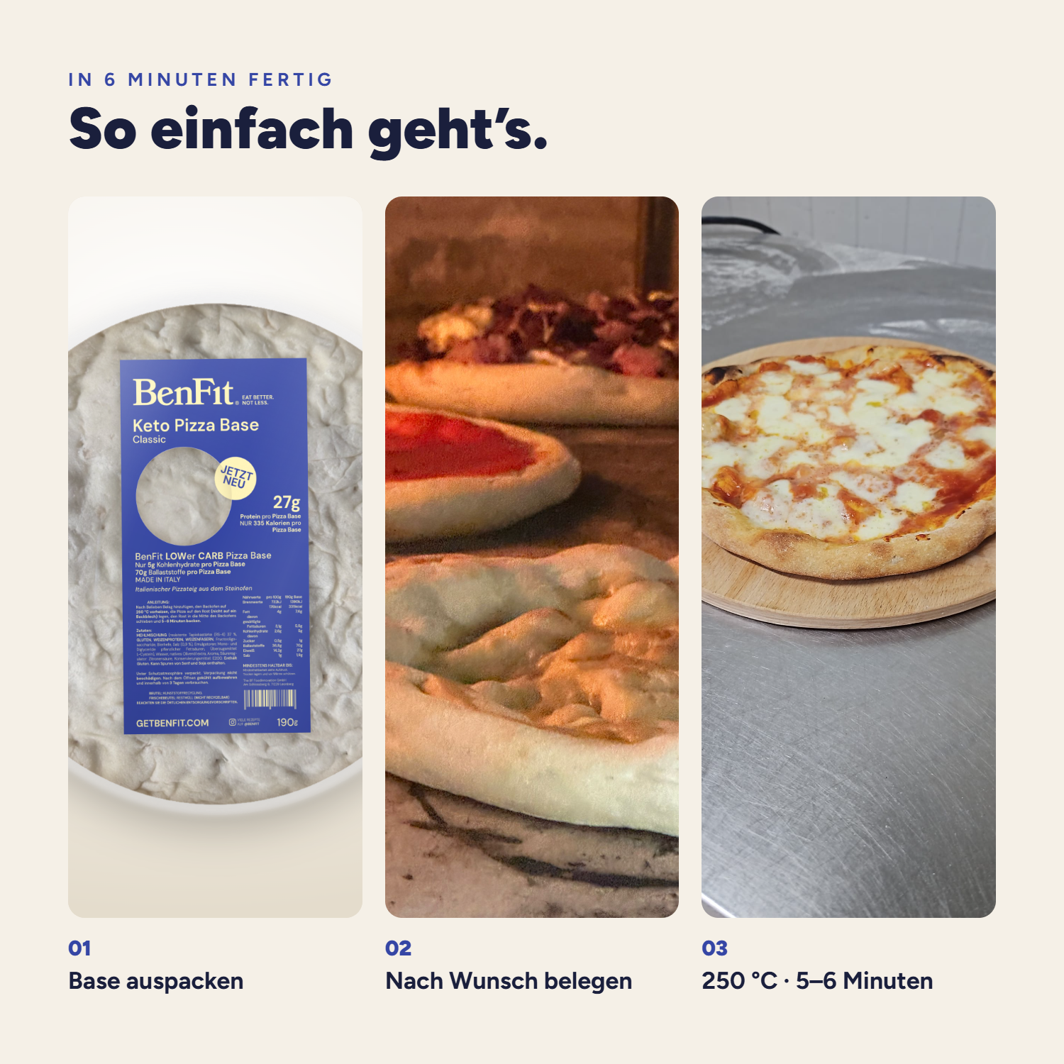 Zubereitung der Keto Pizza Base im Ofen