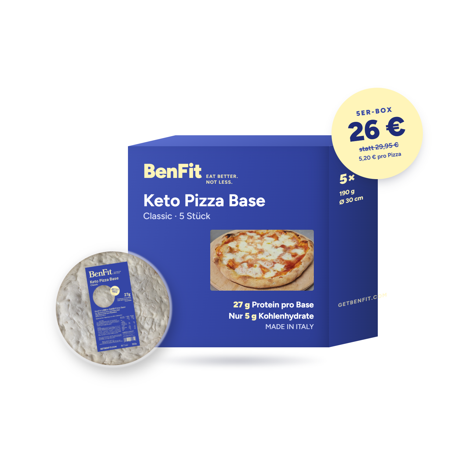 Keto Pizza Kennenlernpaket – 5er Box Low Carb Pizzaboden von BenFit