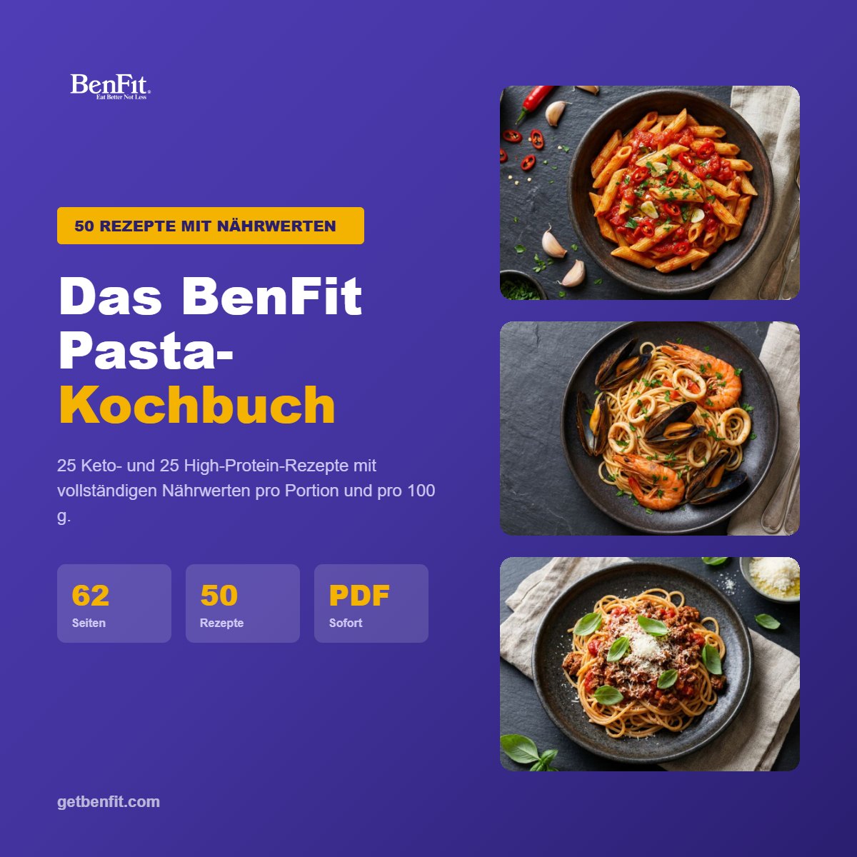 Cover: Das BenFit Pasta-Kochbuch mit 50 Rezepten